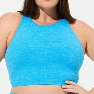 NWT Torrid Sports Bra Blue Longline High Neck Racerback Stretch "Blithe" Plus 2X